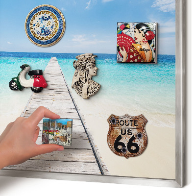 Souvenir magnet display board with a silver frame Ocean Pier