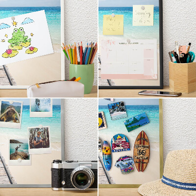 Souvenir magnet display board with a silver frame Ocean Pier