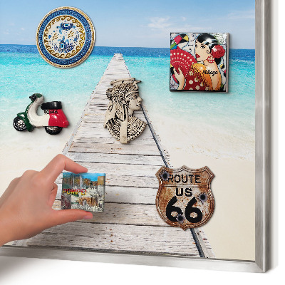 Souvenir magnet display board with a silver frame Ocean Pier