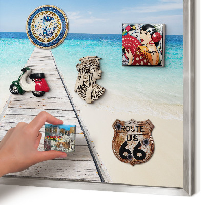 Souvenir magnet display board with a silver frame Ocean Pier
