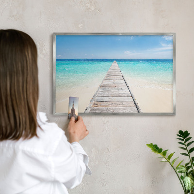 Souvenir magnet display board with a silver frame Ocean Pier