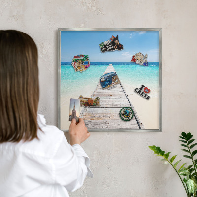 Souvenir magnet display board with a silver frame Ocean Pier