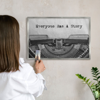 Printed magnet board in a silver frame Vintage machine