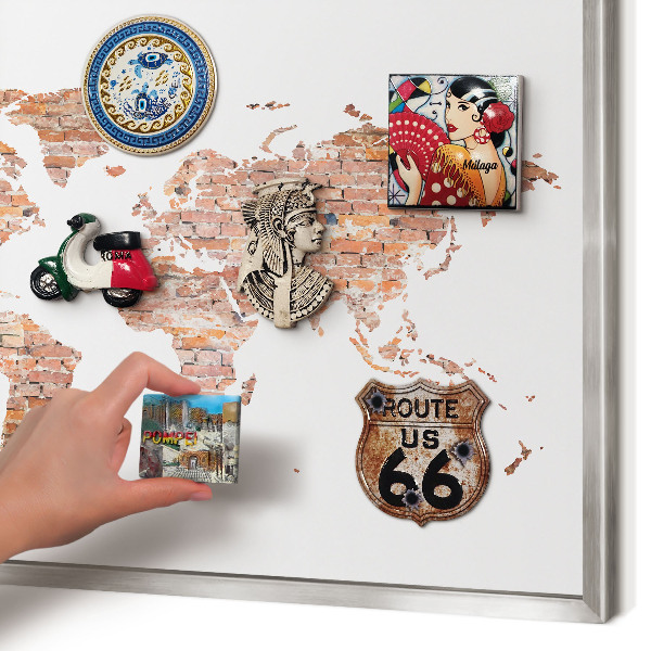 Printed magnet board in a silver frame Brick map