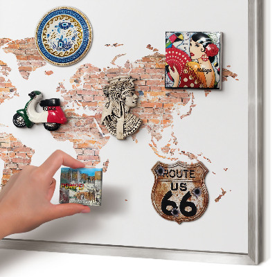 Printed magnet board in a silver frame Brick map