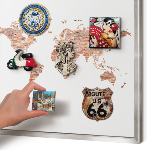 Printed magnet board in a silver frame Brick map