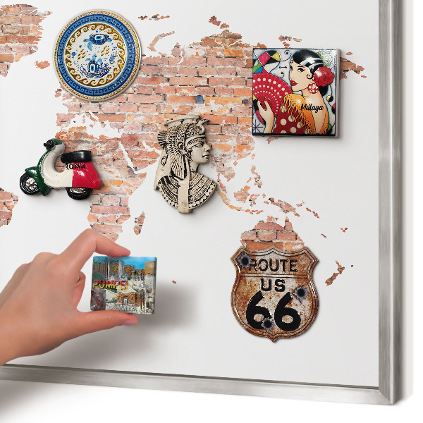 Printed magnet board in a silver frame Brick map