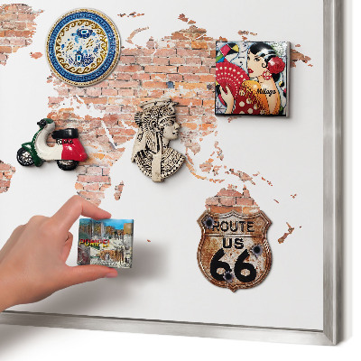 Printed magnet board in a silver frame Brick map