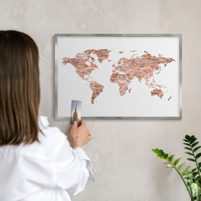 Printed magnet board in a silver frame Brick map