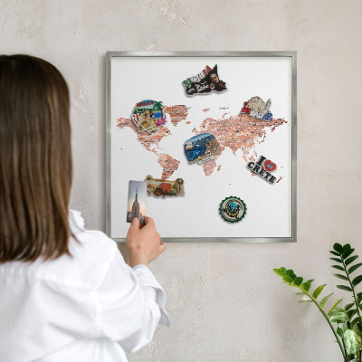 Printed magnet board in a silver frame Brick map