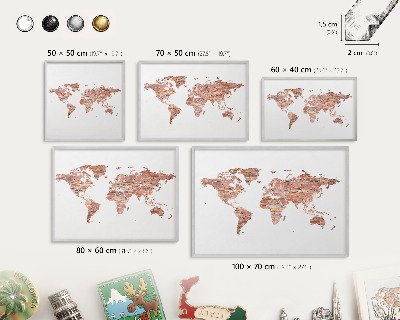 Printed magnet board in a silver frame Brick map