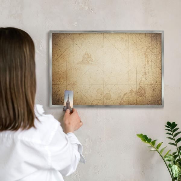 Souvenir magnet display board with a silver frame Ancient map