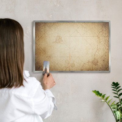 Souvenir magnet display board with a silver frame Ancient map