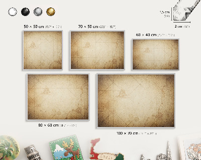 Souvenir magnet display board with a silver frame Ancient map