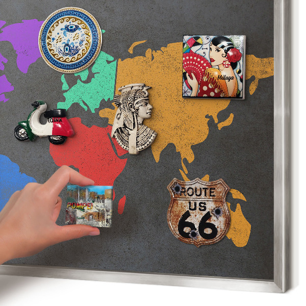 Printed magnet board in a silver frame Color map