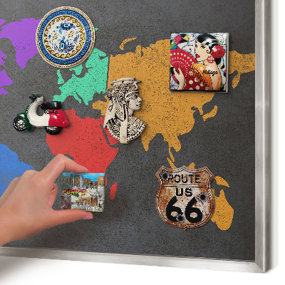 Printed magnet board in a silver frame Color map