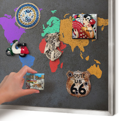 Printed magnet board in a silver frame Color map