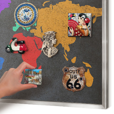 Printed magnet board in a silver frame Color map