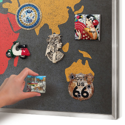 Printed magnet board in a silver frame Color map