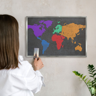 Printed magnet board in a silver frame Color map