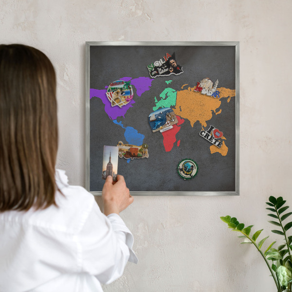 Printed magnet board in a silver frame Color map