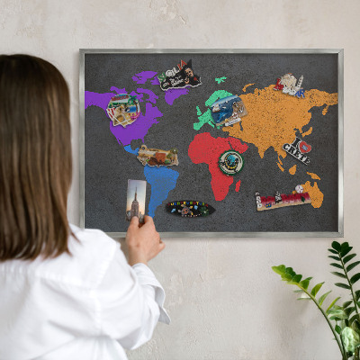 Printed magnet board in a silver frame Color map