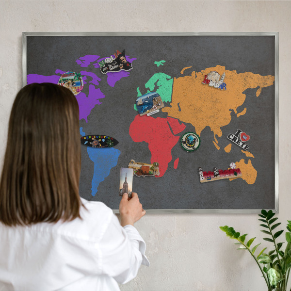 Printed magnet board in a silver frame Color map