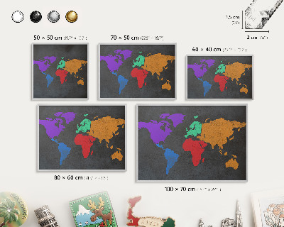Printed magnet board in a silver frame Color map