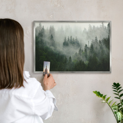 Souvenir magnet display board with a silver frame Forest magic