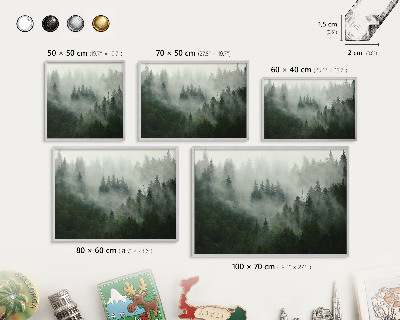 Souvenir magnet display board with a silver frame Forest magic