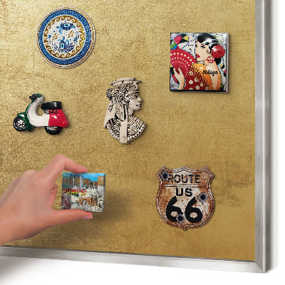Printed magnet board in a silver frame Yellow texture