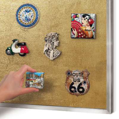 Printed magnet board in a silver frame Yellow texture
