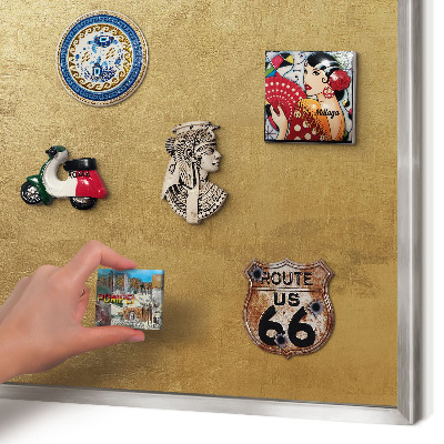 Printed magnet board in a silver frame Yellow texture