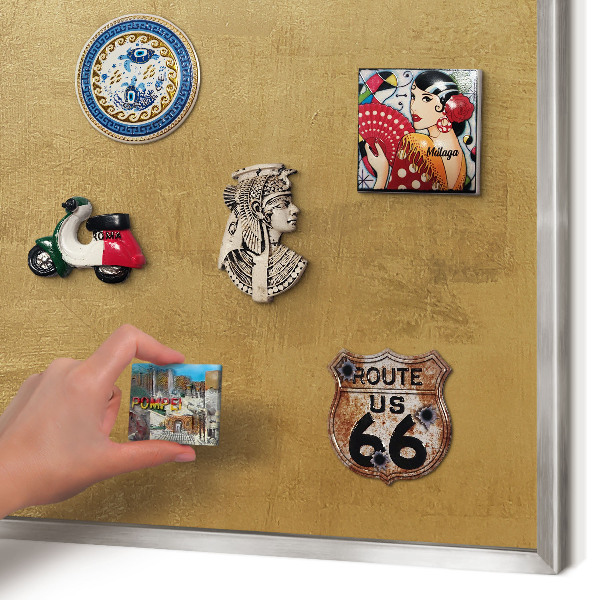 Printed magnet board in a silver frame Yellow texture