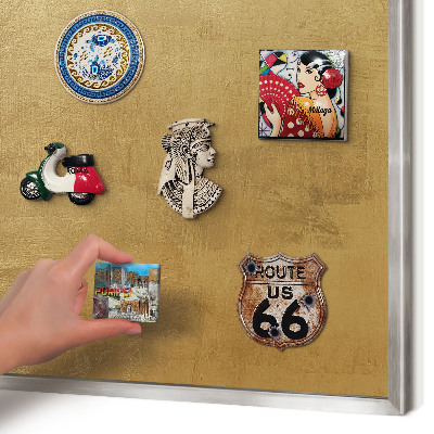 Printed magnet board in a silver frame Yellow texture