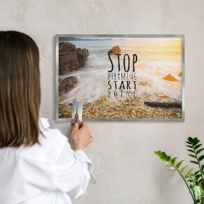 Souvenir magnet display board with a silver frame Coast theme