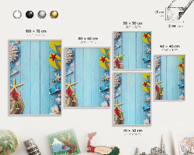 Printed magnet board in a silver frame Holiday beach