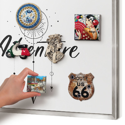 Souvenir magnet display board with a silver frame Adventure Theme