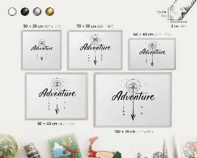 Souvenir magnet display board with a silver frame Adventure Theme