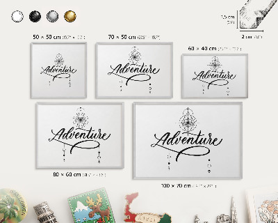 Souvenir magnet display board with a silver frame Typographic Adventure