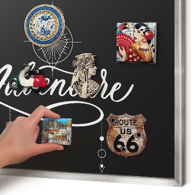 Printed magnet board in a silver frame Travel inspiration