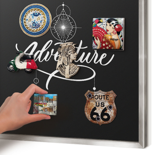 Printed magnet board in a silver frame Travel inspiration