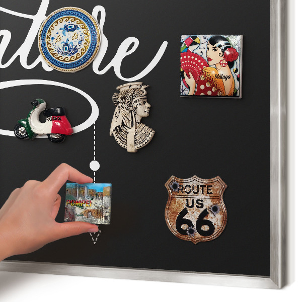 Printed magnet board in a silver frame Travel inspiration