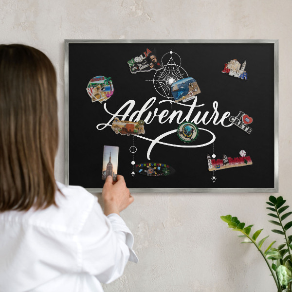 Printed magnet board in a silver frame Travel inspiration