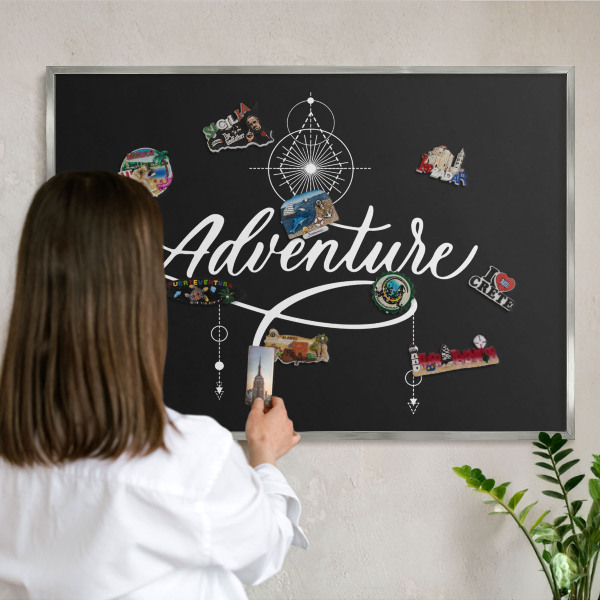Printed magnet board in a silver frame Travel inspiration