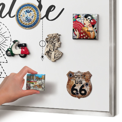 Souvenir magnet display board with a silver frame Outdoor Adventure