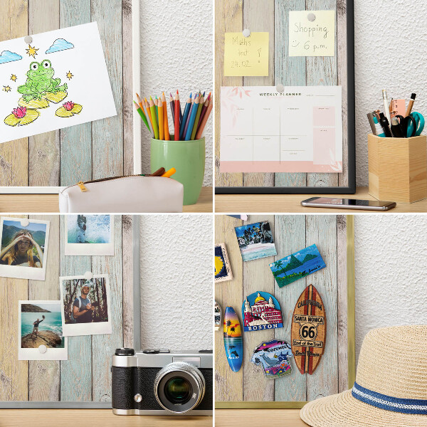Souvenir magnet display board with a silver frame Rustic boards