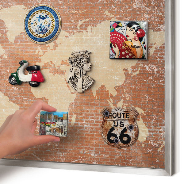 Printed magnet board in a silver frame Brick map