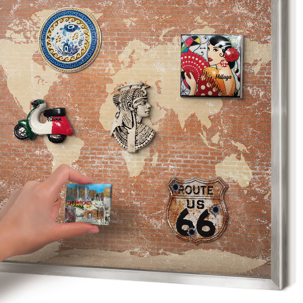 Printed magnet board in a silver frame Brick map