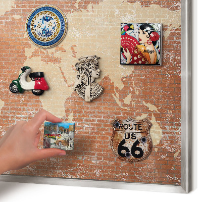Printed magnet board in a silver frame Brick map